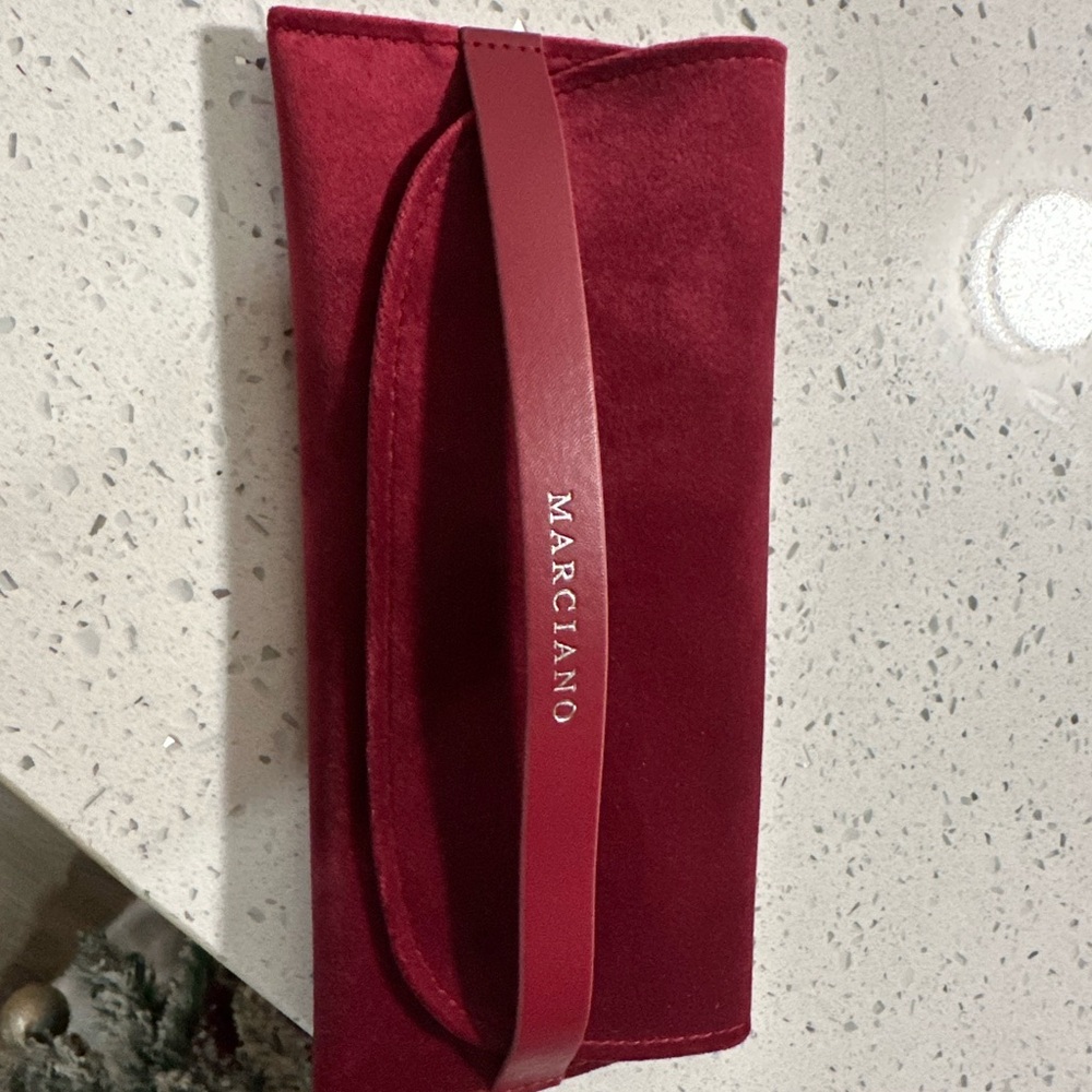 Marciano Deep Red Velvet Clutch
